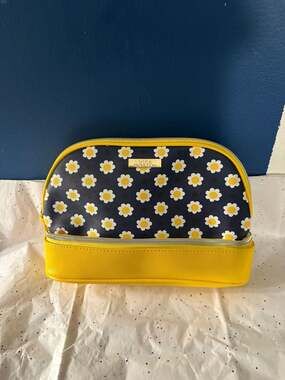 Trina Turk Yellow Daisy Print Two Tier Cosmetic Bag